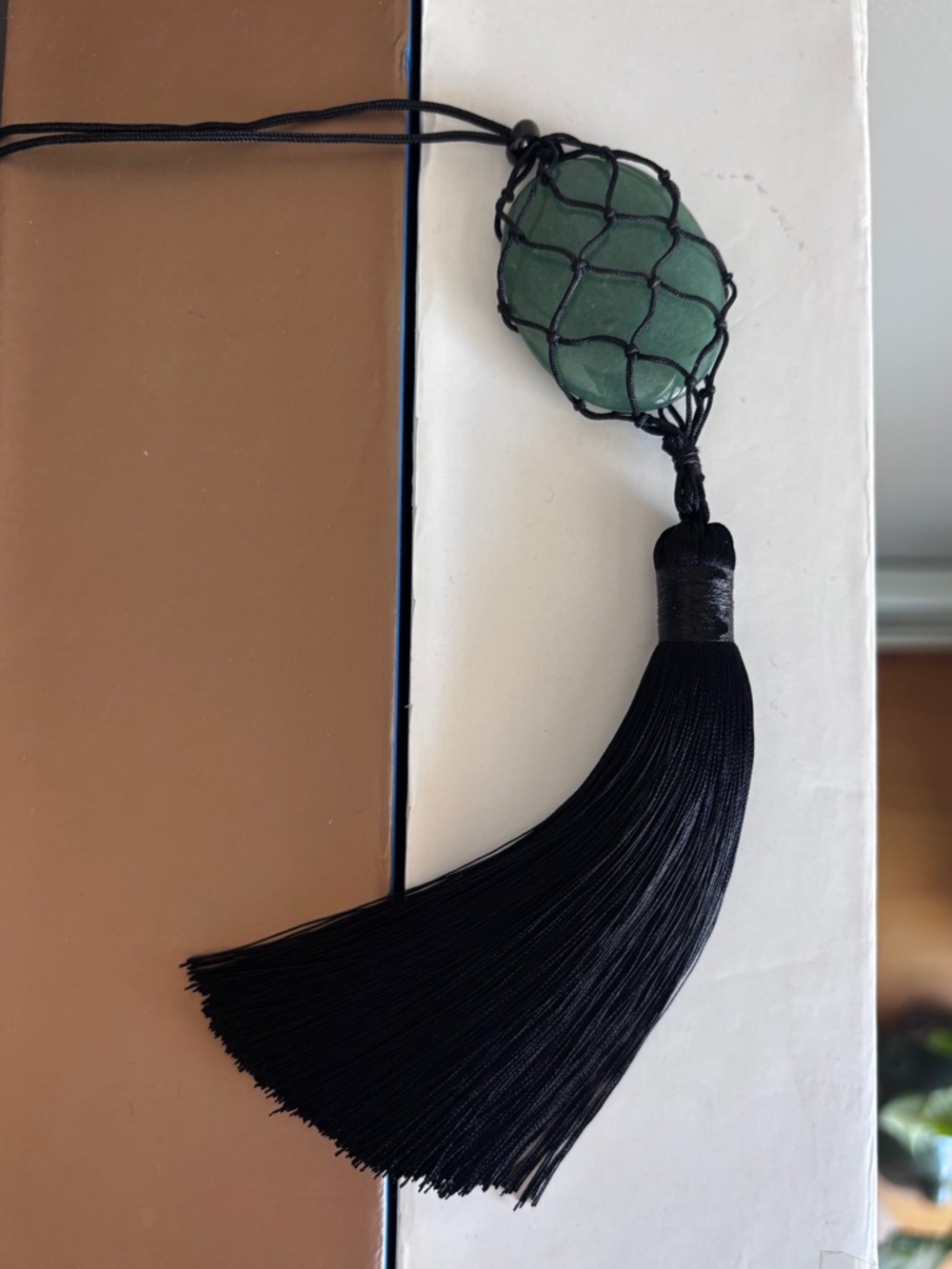 Bean design Tassel Necklace of green aventurine